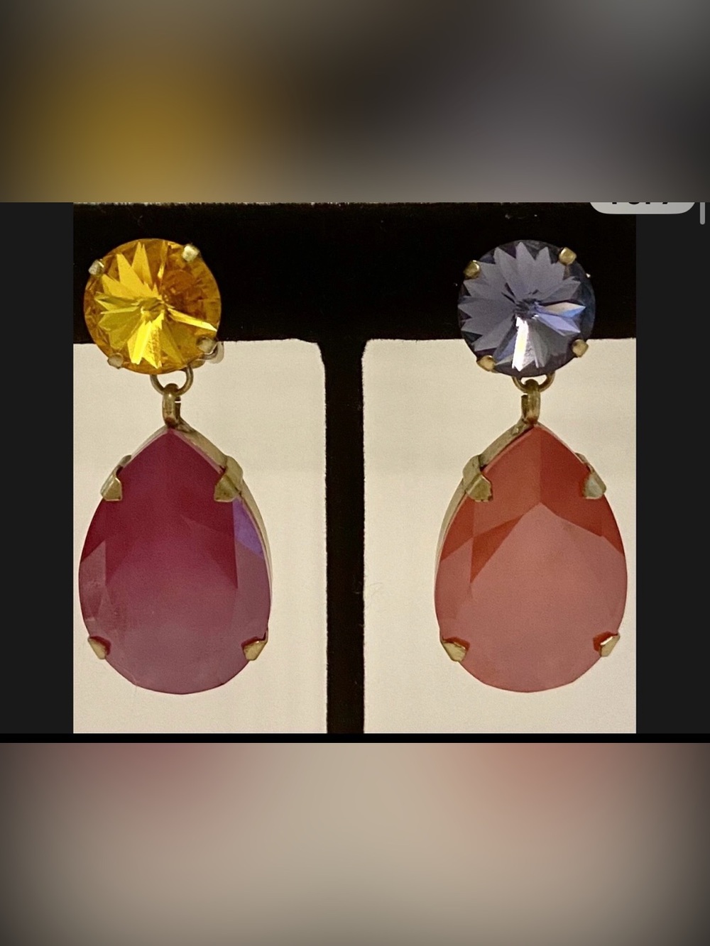 Roxanne Assoulin Multicolor Faceted Teardrop Drop Earrings